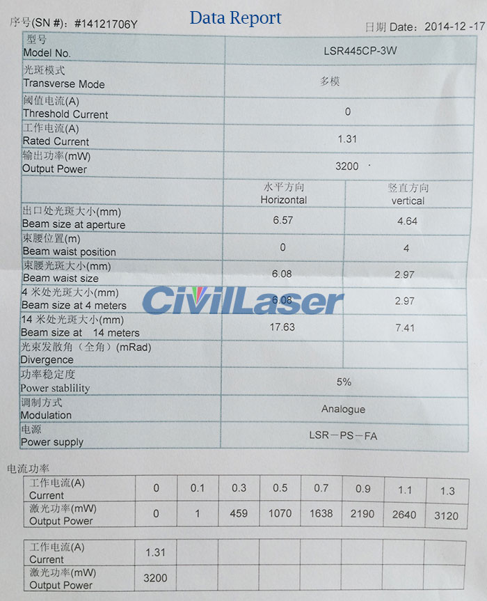 445nm 3W 4W 6W high power solid state laser 